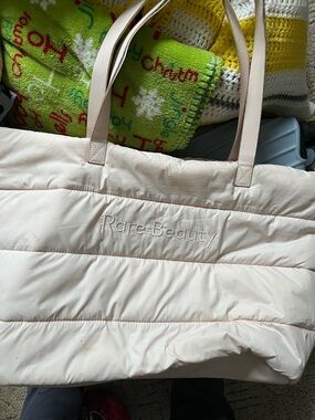 Rare Beauty Quilted Tote in Cream